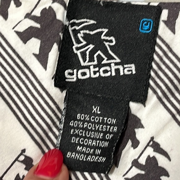 Gotcha PLAID Shirt TAN BLUE BEIGE Button up Short Sleeve Casual Y2K 90s mens XL - Picture 3 of 10